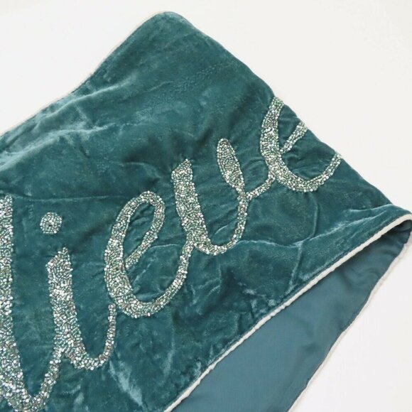 Cynthia Rowley 14.5in x 74in Believe Beaded Velour Velvet Table Runner Holiday - Picture 4 of 10